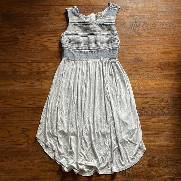 Anthropologie Dolan Left Coast Collection Blue & Gray Striped Midi Dress - Picture 1 of 8